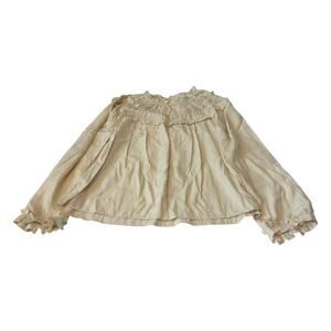 Rose & Olive Blouse Women's Sz M Cream Long Sleeve Ruffles Boho Cottagecore NWT